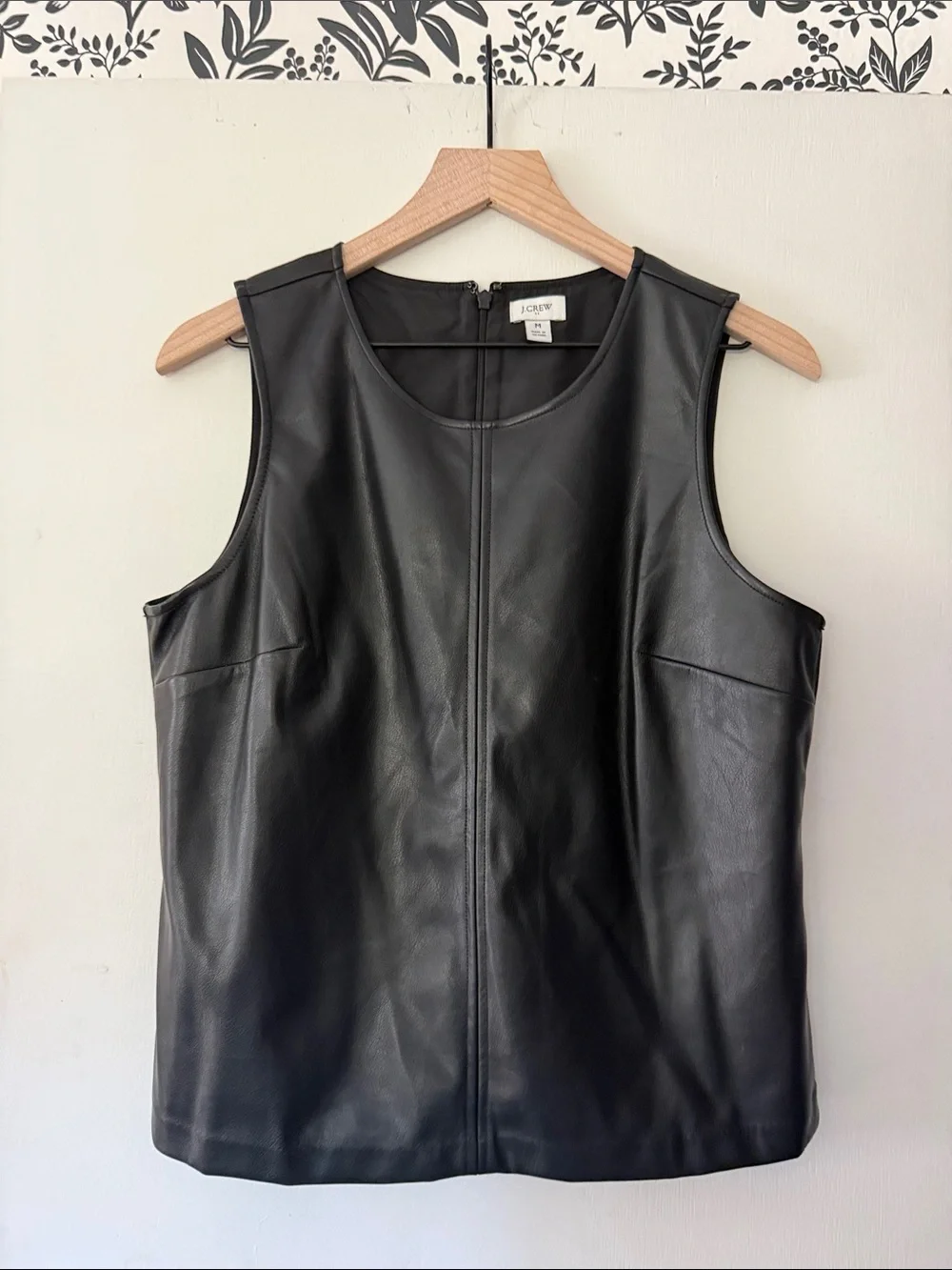 J. Crew Black Faux Leather Sleeveless Shell Top